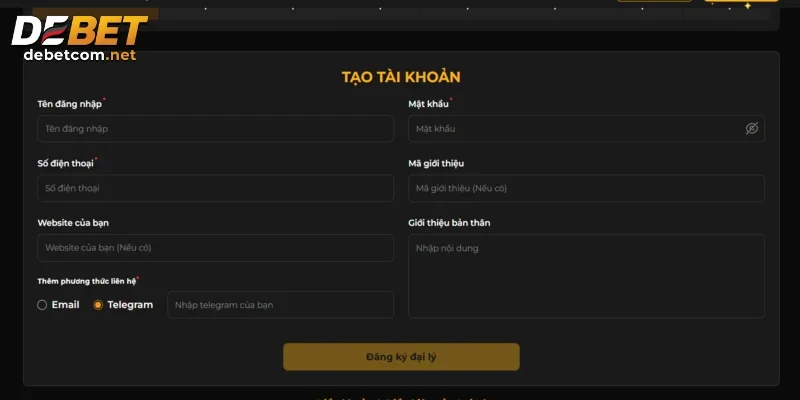 Đăng ký đại lý Debet theo hướng dẫn của nhà cái