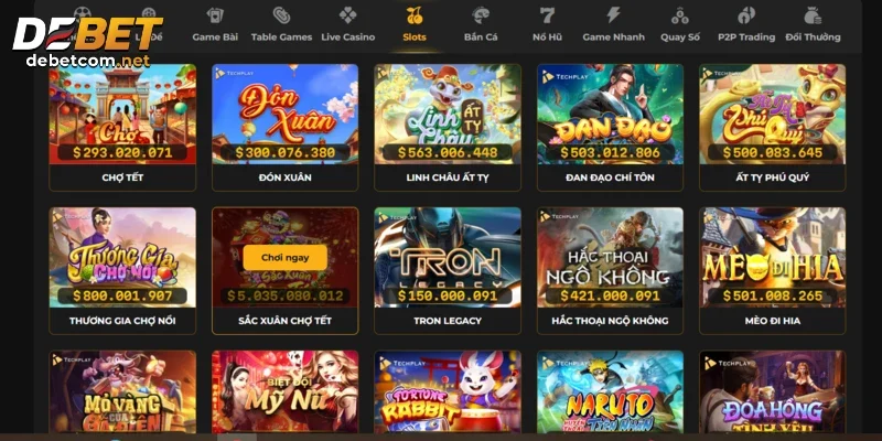 Đăng nhập Debet vào nick game đã tạo thành công