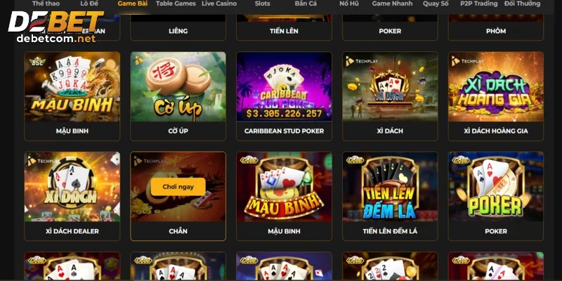 Kho game bài Debet giải trí ấn tượng nhất hiện nay