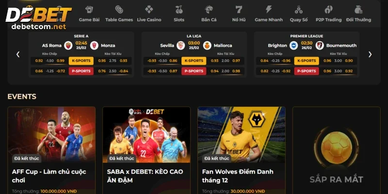 Khám phá thể thao Debet với các môn thể thao số 1